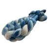 Hand dyed superwash extra fine Merino top. ‘Schapenwolkjes’. Soft roving with sky blue stripes on a white base.