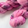 Hand dyed superwash Merino and bio nylon sock  weight yarn. ‘Flamengo’.
