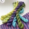 Hand dyed Mulberry silk crochet yarn. Mini skein set. This 'tweed effect' 100% silk yarn is unlike any other. Contains six mini skeins.