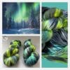 Handgeverfd superwash Merino DK gewicht garen. Fluoriserend groen 'Northernlight'.