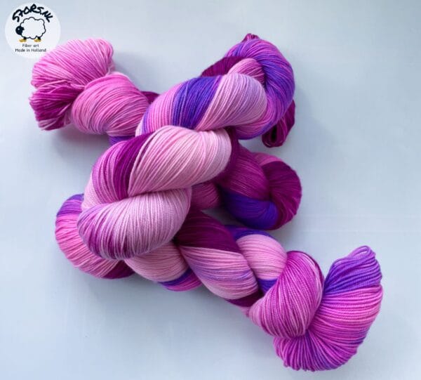 il_fullxfull.5983958687_o2kz.Jpg Hand-dyed Superwash Merino and Organic Nylon Sock Yarn “Electric Berries”.