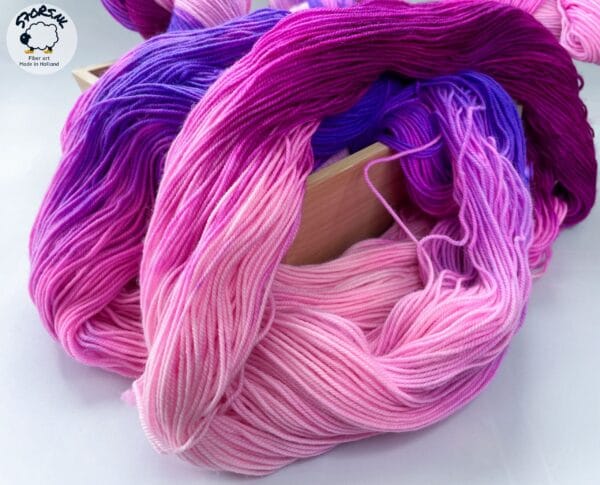 il_fullxfull.5983958937_93rh.Jpg Hand-dyed Superwash Merino and Organic Nylon Sock Yarn “Electric Berries”.