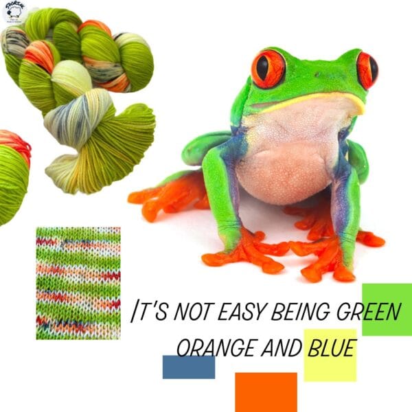 Merino yarn "It's not easy being green, orange and blue"