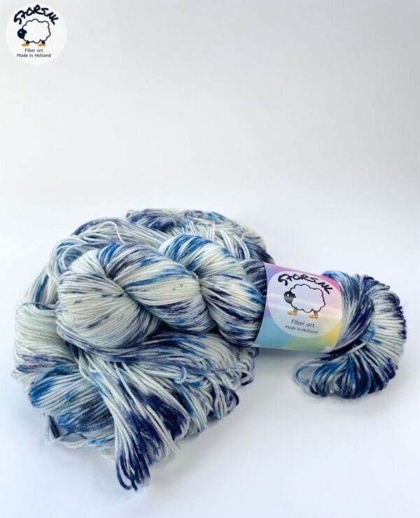 Hand-dyed Superwash Merino and Nylon Yarn. Delft