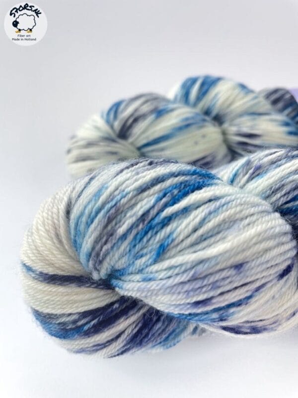 Hand-dyed Superwash Merino and Nylon Yarn. Delft