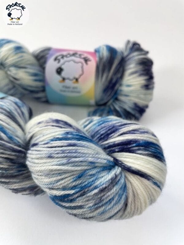 Hand-dyed Superwash Merino and Nylon Yarn. Delft