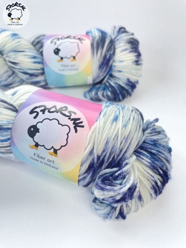 Hand-dyed Superwash Merino and Nylon Yarn. Delft