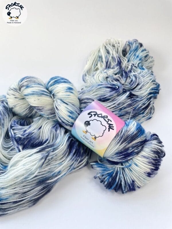 Hand-dyed Superwash Merino and Nylon Yarn. Delft