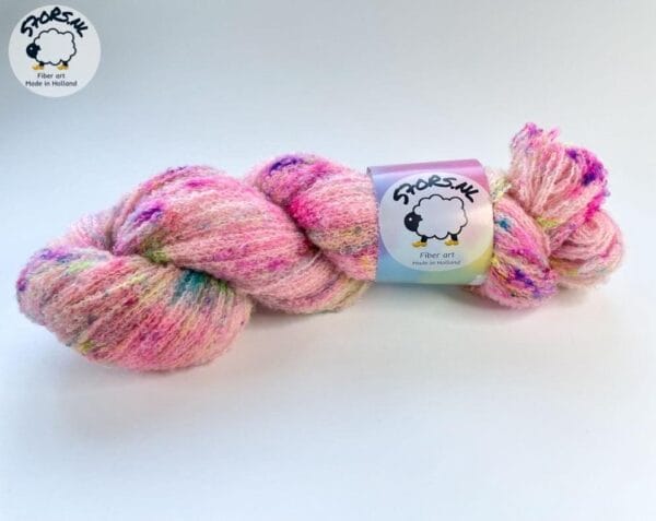 il_fullxfull.6244187872_jtuu.jpg Hand-dyed Fine 4-Ply Bouclé Effect Yarn 'Neon Speckles'.