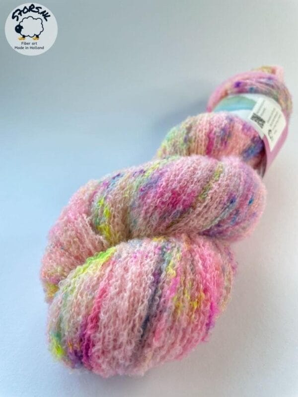 il_fullxfull.6244187886_8sug.jpg Hand-dyed Fine 4-Ply Bouclé Effect Yarn 'Neon Speckles'.