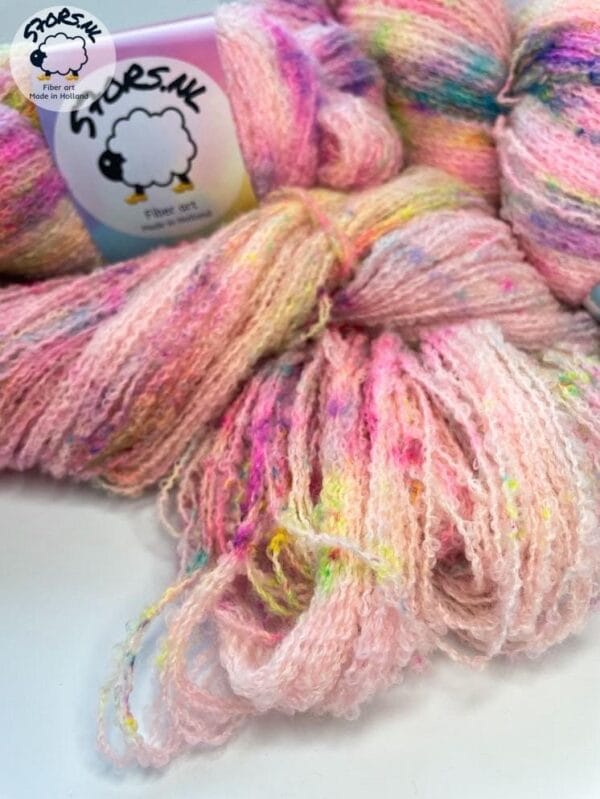 il_fullxfull.6244187896_t0uz.jpg Hand-dyed Fine 4-Ply Bouclé Effect Yarn 'Neon Speckles'.