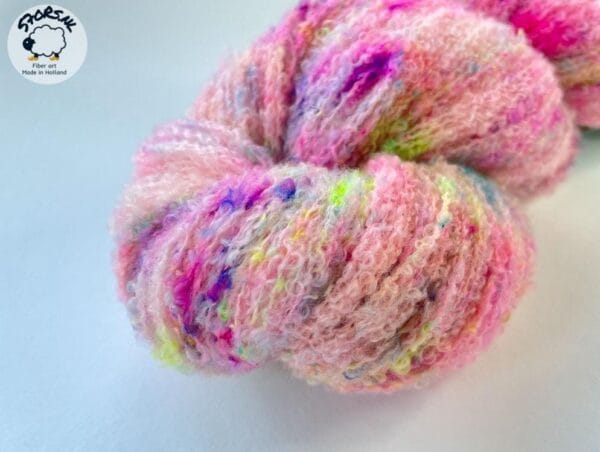 il_fullxfull.6292238437_t5x6.jpg Hand-dyed Fine 4-Ply Bouclé Effect Yarn 'Neon Speckles'.