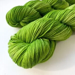 Semi solid superwash Merino yarn. ‘Granny Smith’.