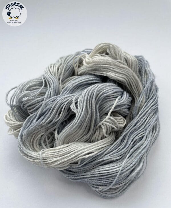 il_fullxfull.6816526694_mv7w.jpg Hand dyed superwash superfine Merino, Alpaca and mulberry silk fingering weight yarn. Ombre steel grey.