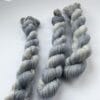 il_fullxfull.6816526804_qv1m.jpg Hand dyed superwash superfine Merino, Alpaca and mulberry silk fingering weight yarn. Ombre steel grey.