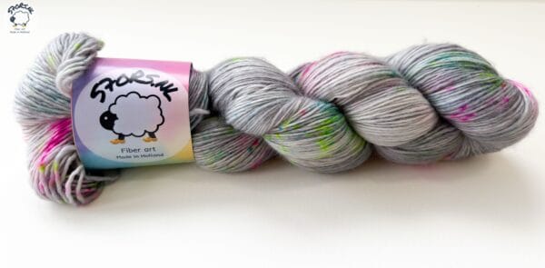 A1e6158d-2b0c-4c9f-9080-222c222f04c8 Gray with Neon Speckles - Hand-Dyed Merino Single Ply Yarn