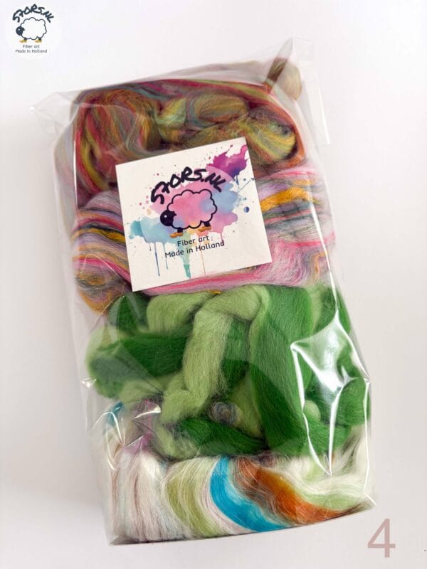 Colorful Gift Bag - 100 Grams of Roving Wool  Fibers