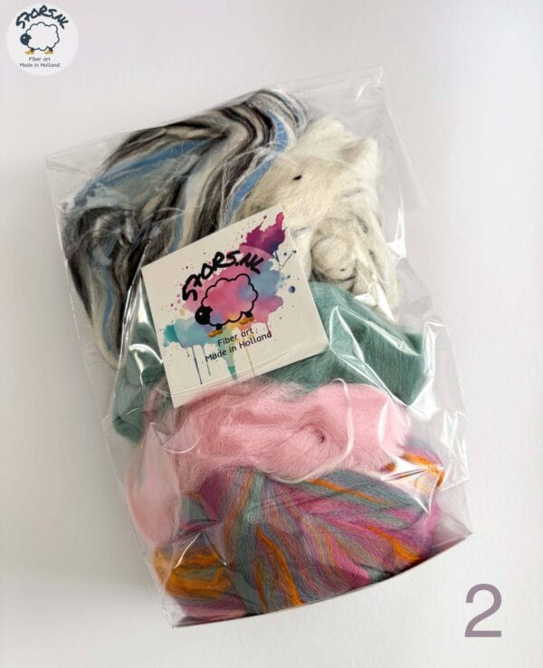 Colorful Gift Bag - 100 Grams of Roving Wool  Fibers