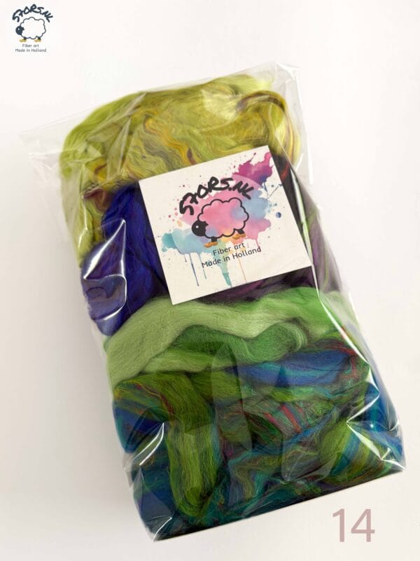 Colorful Gift Bag - 100 Grams of Roving Wool  Fibers