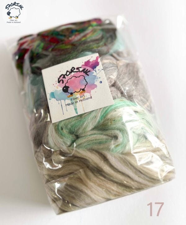 Colorful Gift Bag - 100 Grams of Roving Wool  Fibers