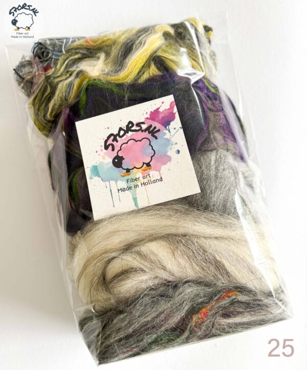 Colorful Gift Bag - 100 Grams of Roving Wool  Fibers