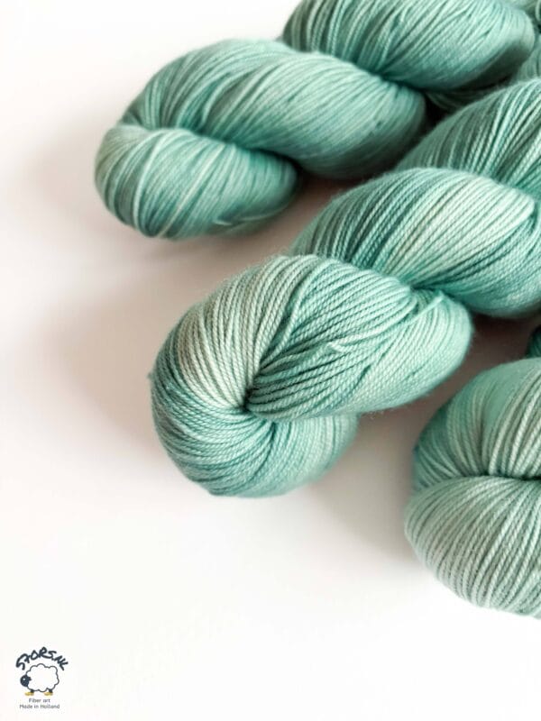 38EA06A6-D62D-427D-8F13-3FBA07128529 Emaille – Hand-dyed Yarn in a Muted Mint Green