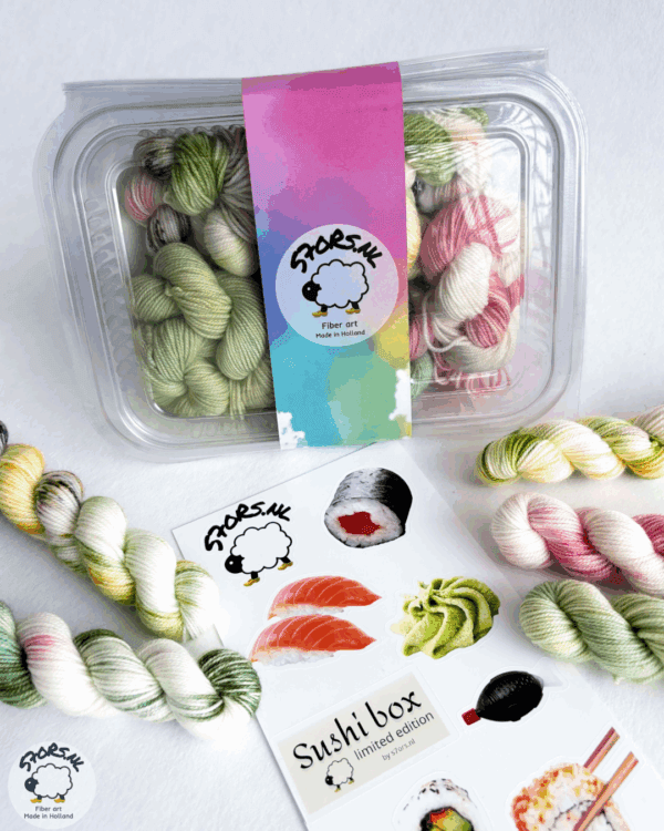 Untitled Mini skein sock yarn set 'Sushi Box' 100g hand-dyed yarn