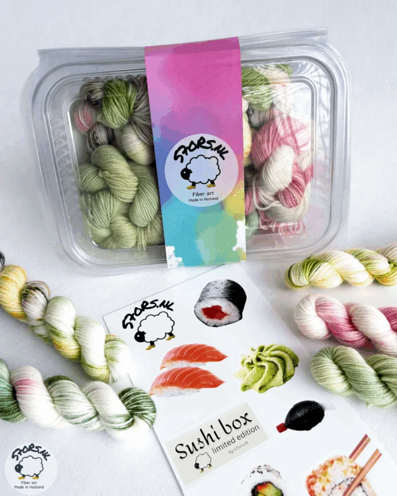 Mini skein sock yarn set 'Sushi Box' 100g hand-dyed yarn